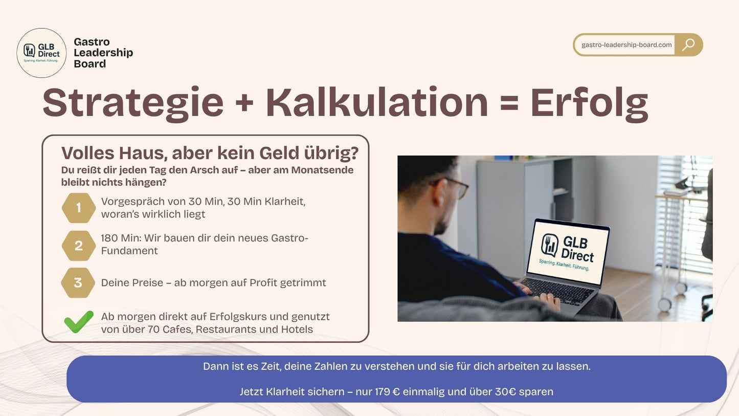 GLB Direct Bestseller-Bundle – 1:1 Beratung & Profi-Tool für deinen Gastro-Erfolg