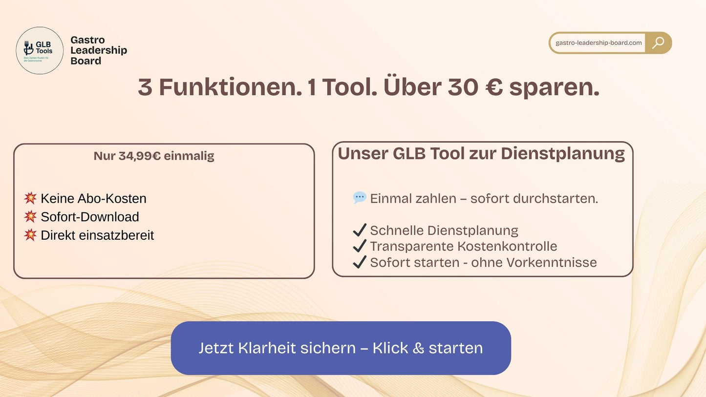 Dienstplan-Vorlage für die Gastronomie – Excel-Tool für schnelle, rechtskonforme Schichtplanung