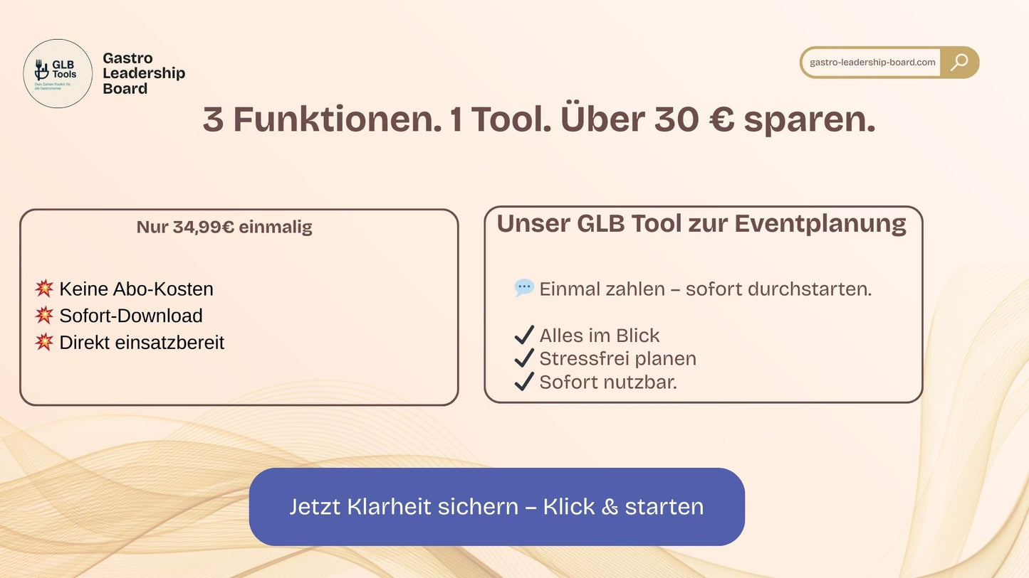 Eventplanung für Gastronomie – Excel-Tool für Bankett- & Veranstaltungskosten