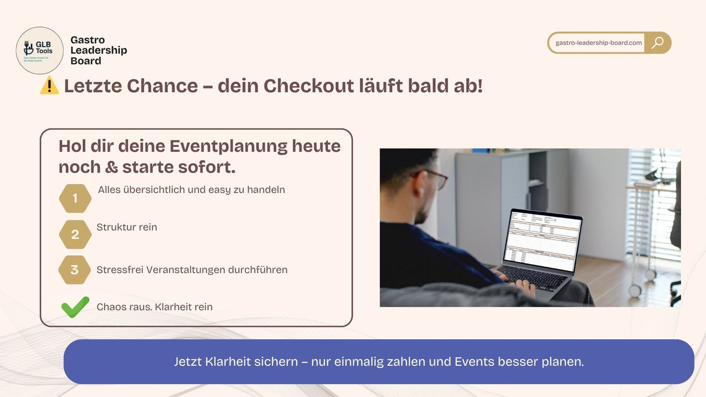 Eventplanung für Gastronomie – Excel-Tool für Bankett- & Veranstaltungskosten