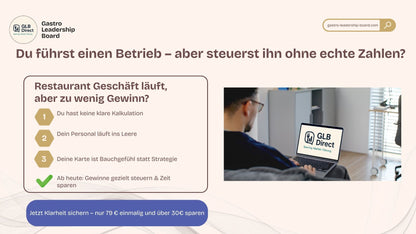 GLB Management-Bundle | Kalkulation, Dienstplanung & Speisekartenanalyse