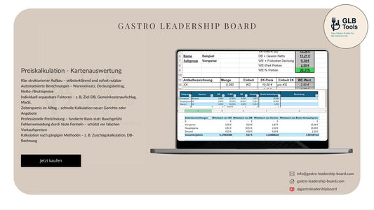Getränke- und Speisenkalkulation Gastronomie | Excel-Tool für Preisermittlung und Deckungsbeitragsberechnung | Gewinn sichern
